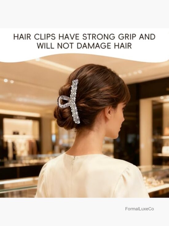 Faux Pearl Crystal Bead Hair Claw Clips Strong Hold Non Slip Handmade Luxury
